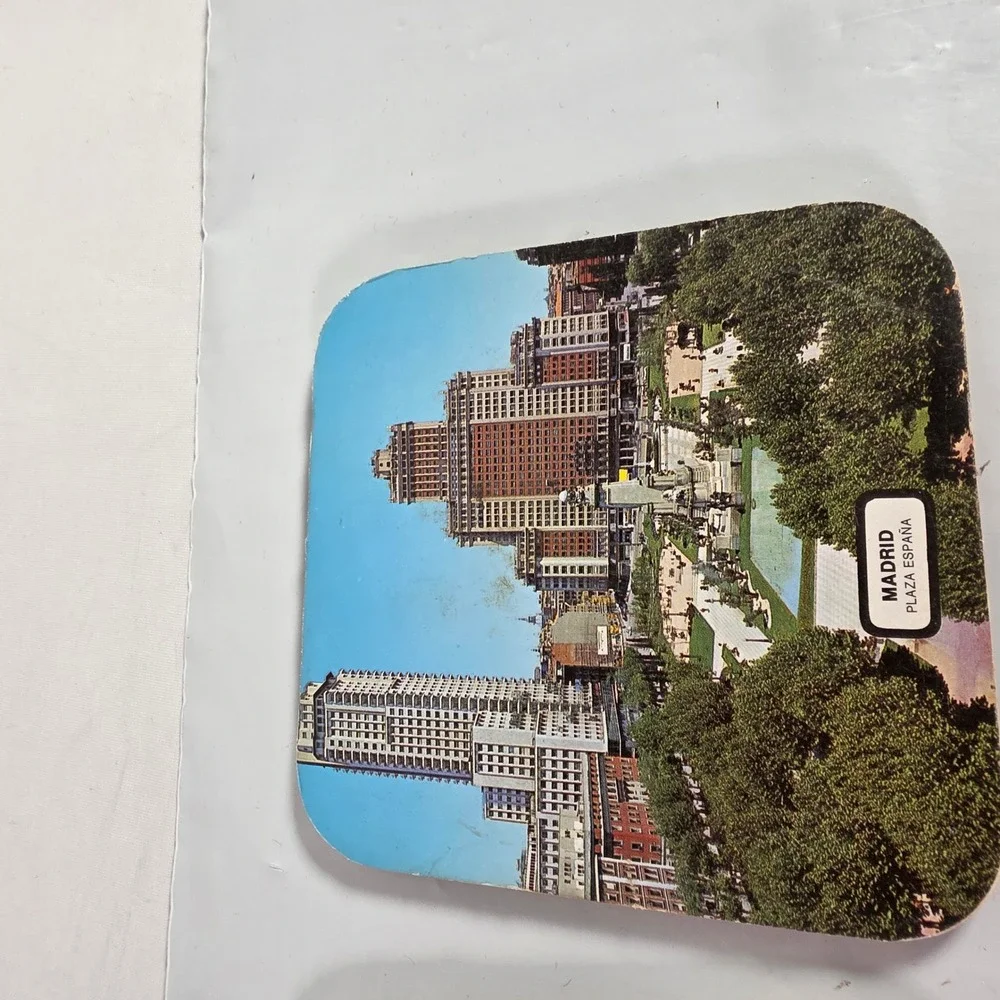 Vintage Madrid Spain Souvenir Cork Coasters Set of 6 Landmarks